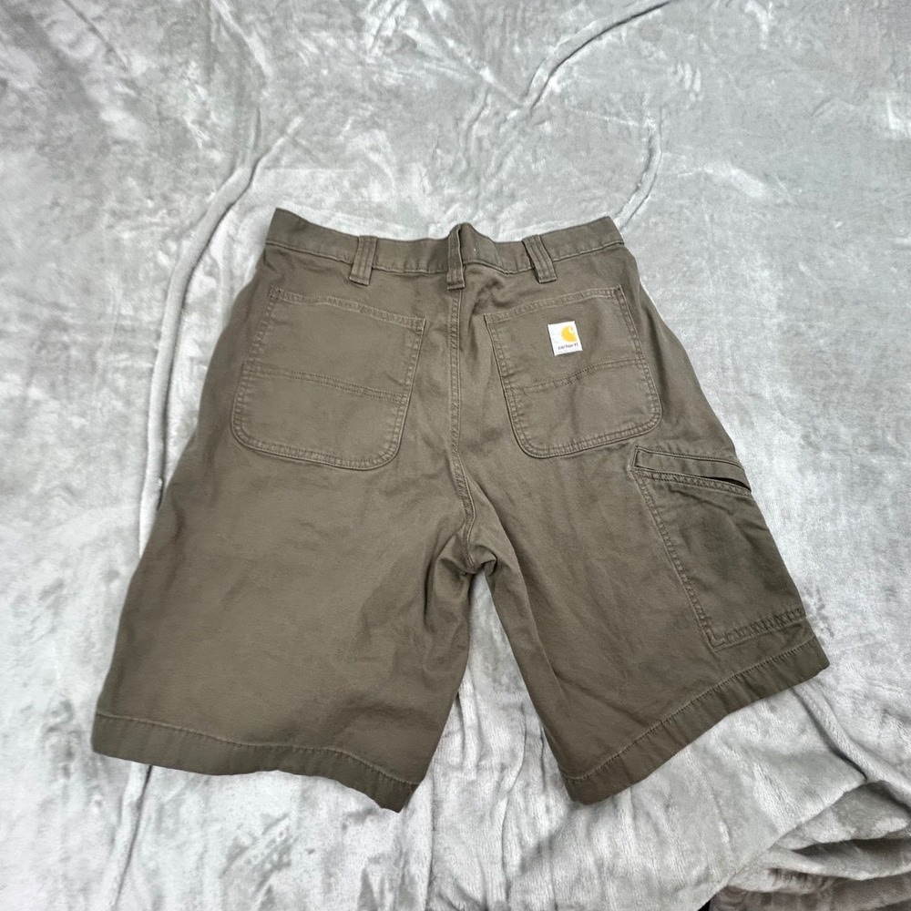 Carhartt Loose Fit Cargo Work Shorts Mens 34 gGayish Green Canvas Utility